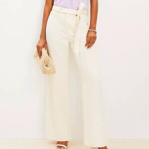 LOFT High Rise Palazzo Jeans In Ecru, Size 27/4 NWOT